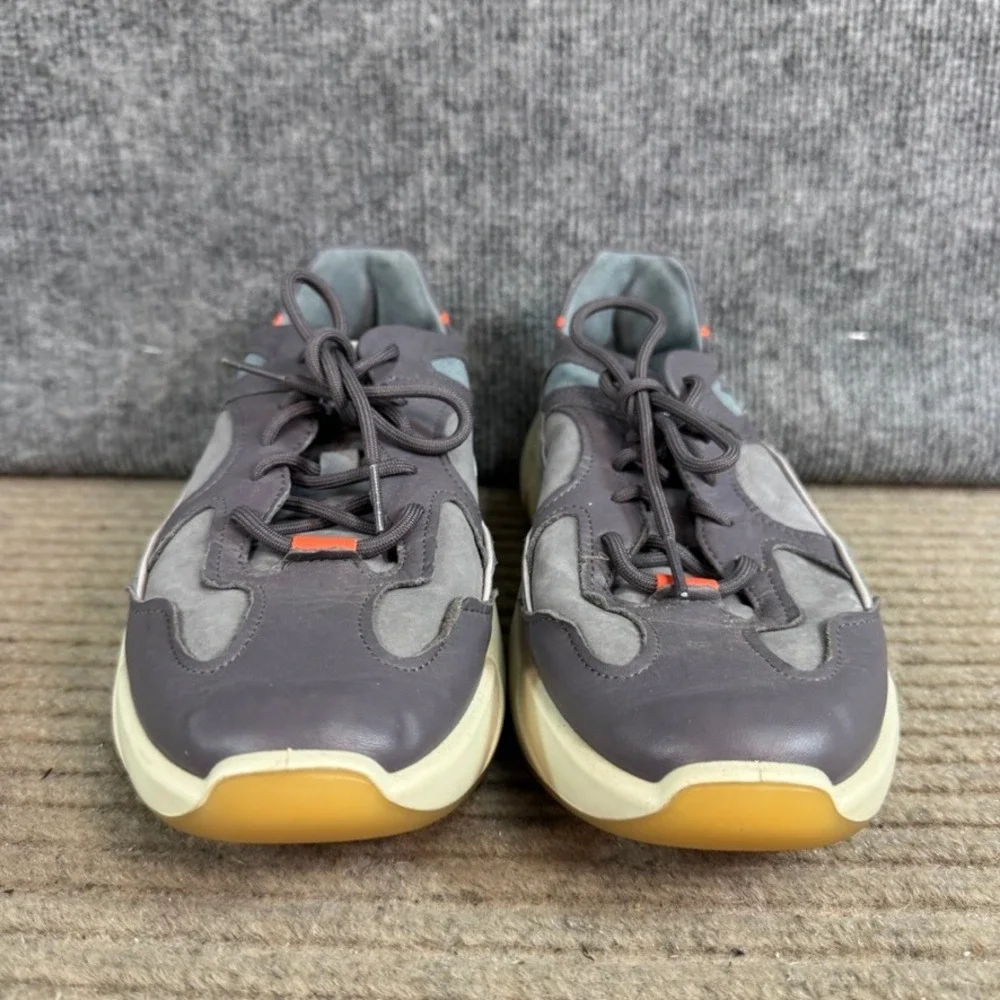 ECCO Golf Leather Low Top Sneakers Grey Blue Orange Womens Size 9-9.5